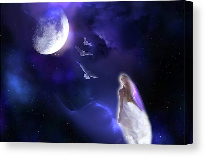 Woman Canvas Print featuring the digital art Moon Song by Lisa Yount