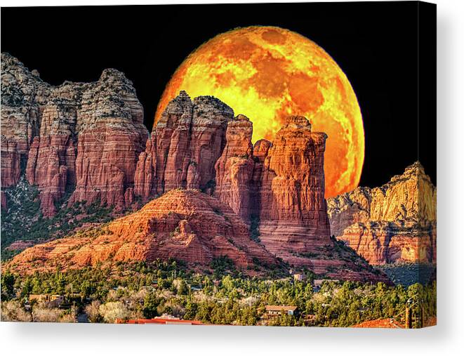 Coffee Pot Rock Canvas Print featuring the photograph Moonrise at Coffee Pot Rock by Al Judge