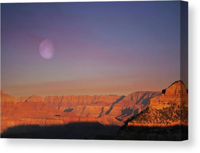 Fine Art Canvas Print featuring the photograph Moonrise Over the South Rim by Robert Harris