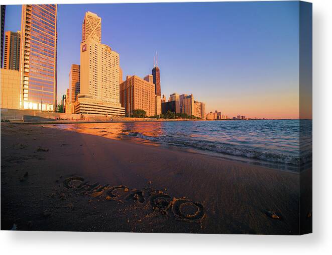Chicago Canvas Print featuring the photograph Morning at Oak Street Beach by Jay Smith