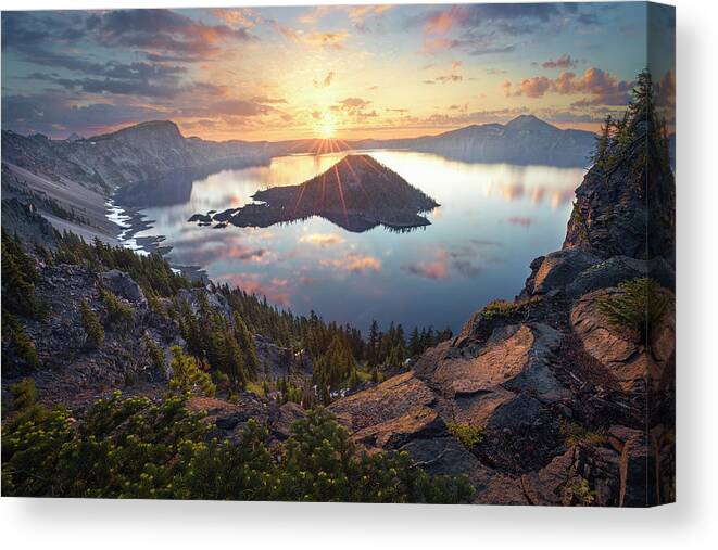 Crater Lake Canvas Print featuring the photograph Morning Magic by Slow Fuse Photography