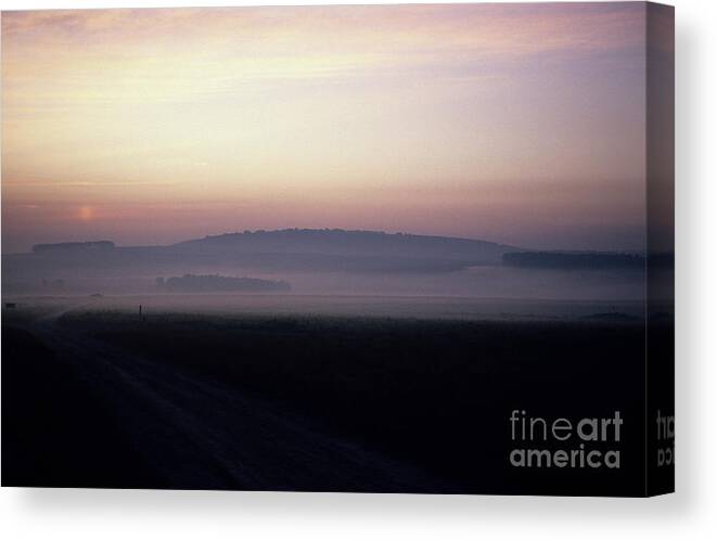 80025126 Canvas Print featuring the photograph Morning Mist on Salisbury Plain by Patrick G Haynes