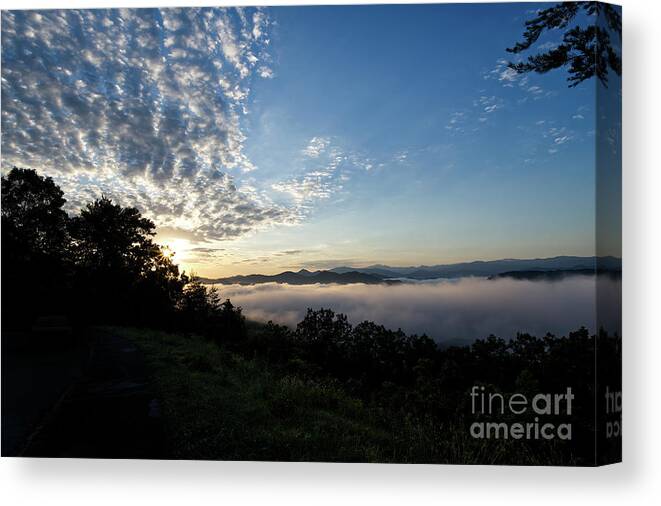 Road Canvas Print featuring the photograph Morning on the Foothills Parkway 5 by Phil Perkins