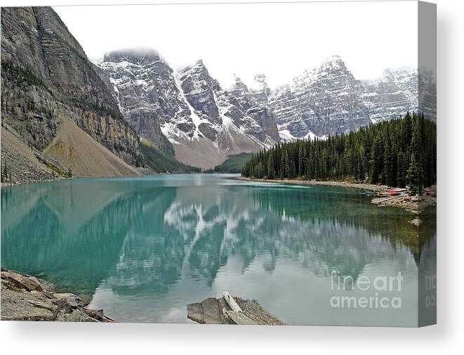 Scenery Canvas Print featuring the photograph Morraine Lake - Banff National Park - Alberta - Canada by Paolo Signorini