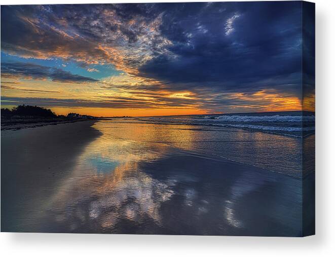 Footbridge Beach Canvas Print featuring the photograph Mother Nature's Reflections by Penny Polakoff