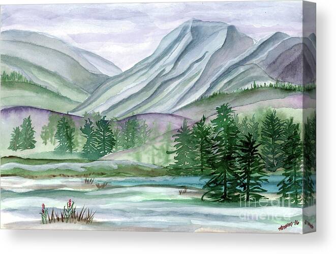  Canvas Print featuring the painting Mountain Home 1 by AnnMarie Parson-McNamara
