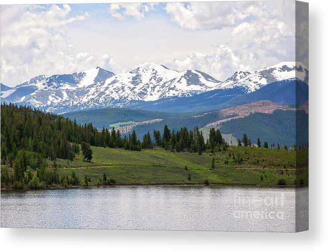 Colorado Canvas Print featuring the digital art Mountain Range Above Lake Dillon by Kirt Tisdale