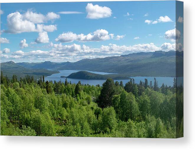 Landscape Canvas Print featuring the photograph Mountainview from Langedrag by Gareth Parkes