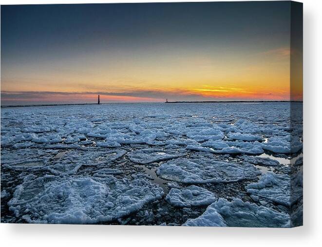 Northernmichigan Canvas Print featuring the photograph Muskegon Michigan Harbor IMG_4005 HRes by Michael Thomas