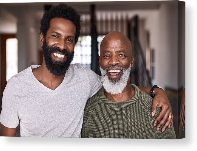 Young Men Canvas Print featuring the photograph My dad is my hero by Kupicoo