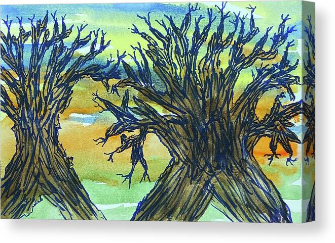 Trees Canvas Print featuring the painting Naked Trees #22 by Anjel B Hartwell