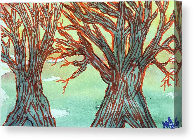 Trees Canvas Print featuring the painting Naked Trees #38 by Anjel B Hartwell