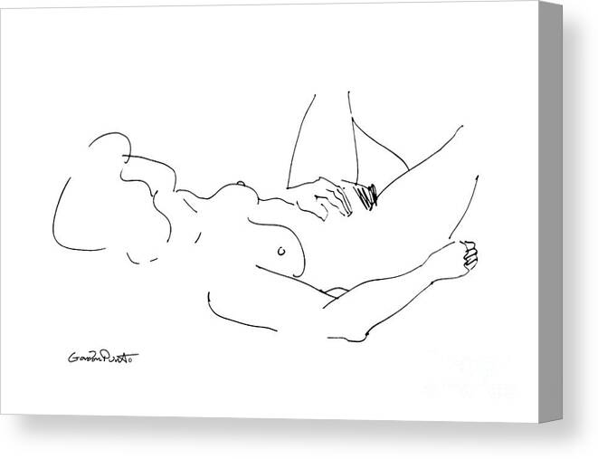 Female Canvas Print featuring the drawing Naked Women Art 29 by Gordon Punt