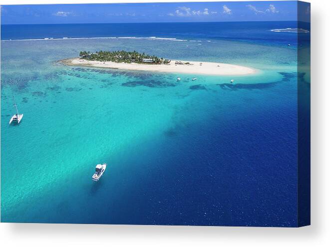 Aerial Canvas Print featuring the photograph Namotu Island Resort, Fiji by Tyler Rooke