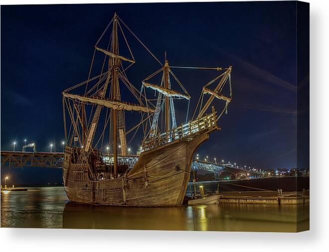 Tall Ship Canvas Print featuring the photograph Nao Trinidad by Jerry Gammon