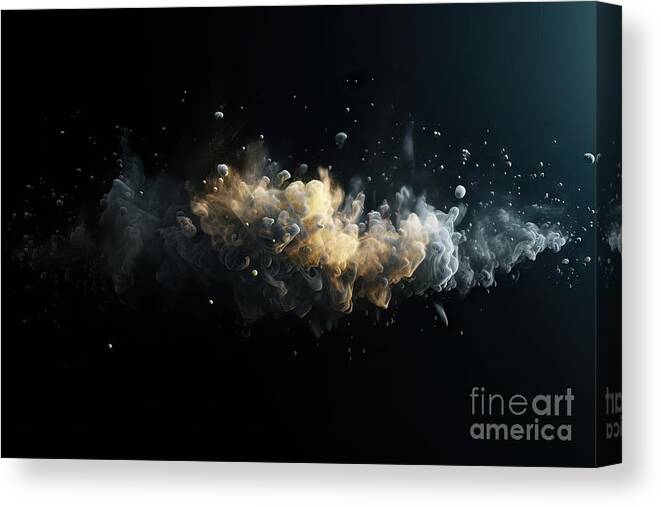 Dust Canvas Print featuring the painting Natural Dust Particles Flow In Air On Black Background by N Akkash