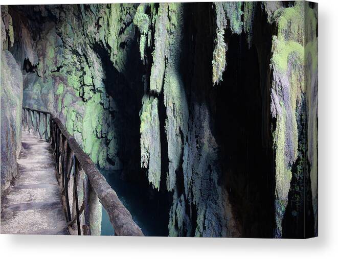 Canvas Canvas Print featuring the photograph Natural park of the monastery of Piedra - Des-saturated Edition by Jordi Carrio Jamila