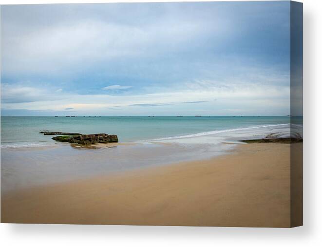 Normandy Beach Canvas Print featuring the photograph Never Forget Normandy by Rebecca Herranen