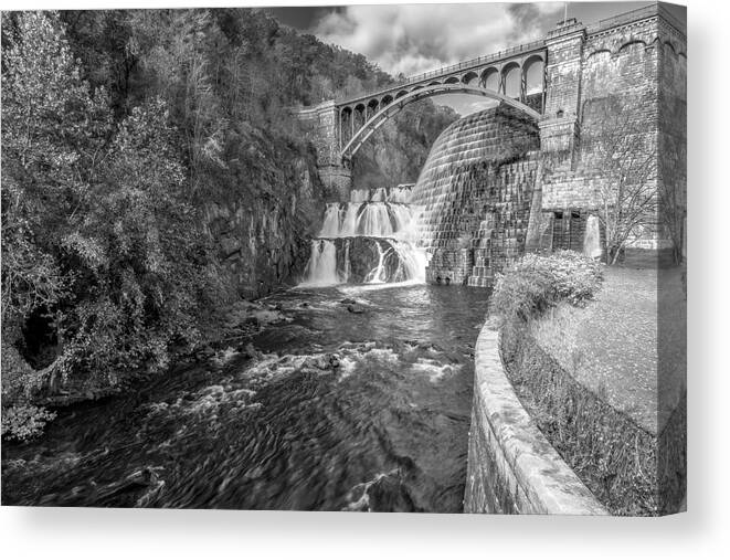 Croton Dam Canvas Print featuring the photograph New Croton Hudson Dam BW by Susan Candelario