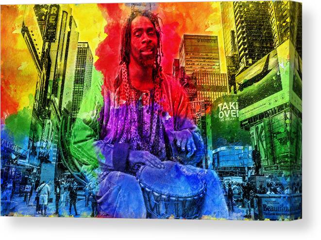 Times Square Canvas Print featuring the digital art New York Rhythm by Alex Mir