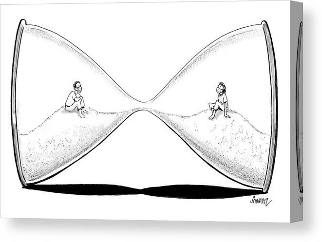 Hourglass Canvas Print featuring the drawing New Yorker March 13, 2023 by Benjamin Schwartz