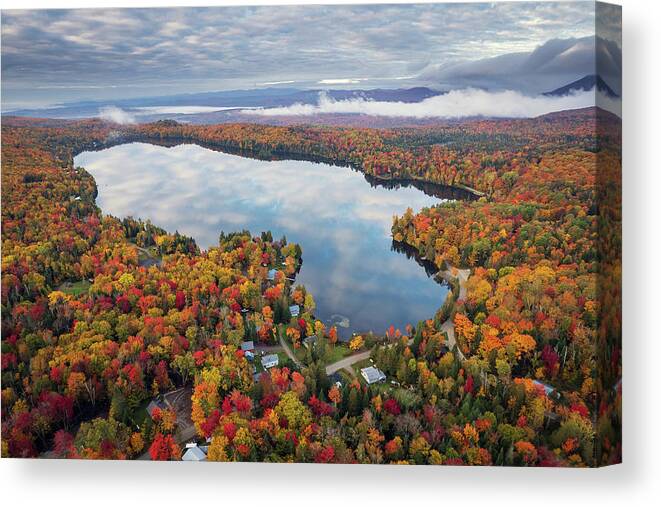  Canvas Print featuring the photograph Newark Pond Vermont Fall Reflection #3 by John Rowe