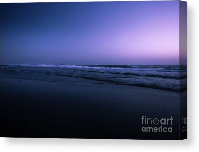 Water Canvas Print featuring the photograph Night At The Ocean by Hannes Cmarits