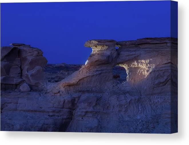 Bis-tie Canvas Print featuring the photograph Night Light at Bisti by Jean Noren