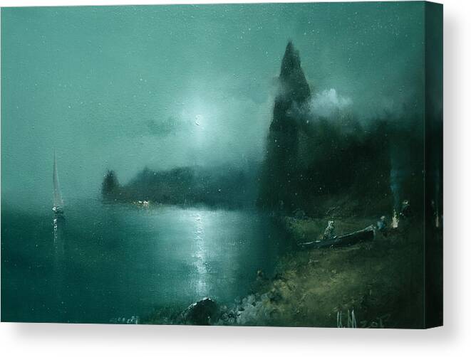 Russian Artists New Wave Canvas Print featuring the painting Night over Seashore by Igor Medvedev