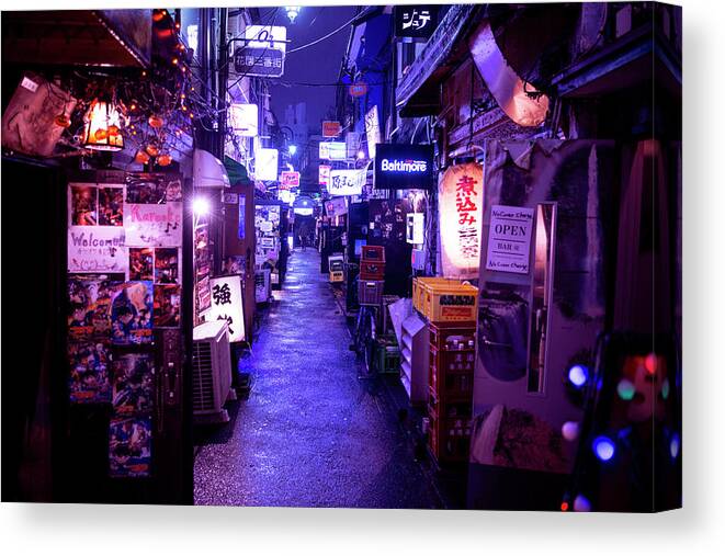 Japan Canvas Print featuring the photograph NightLife Japan Collection - End of the Night by Philippe HUGONNARD