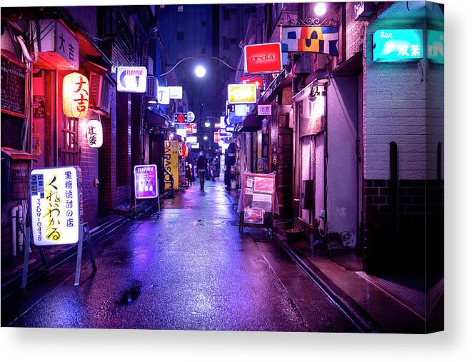 Japan Canvas Print featuring the photograph NightLife Japan Collection - Saturday Night by Philippe HUGONNARD
