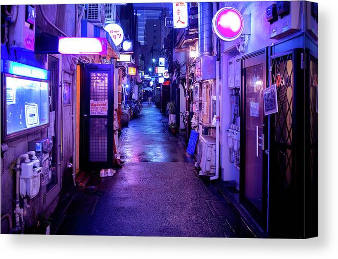 Japan Canvas Print featuring the photograph NightLife Japan Collection - Street Vibes by Philippe HUGONNARD