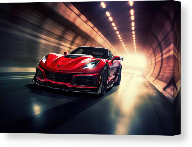 Zr1 Canvas Print featuring the painting Nighttime Velocity by Lourry Legarde