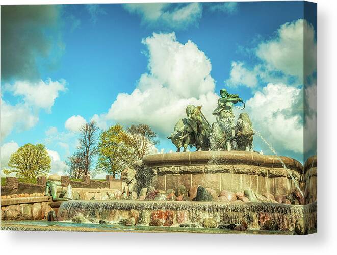 Fountain Canvas Print featuring the photograph Norse Goddess Gefion by Rob Hemphill