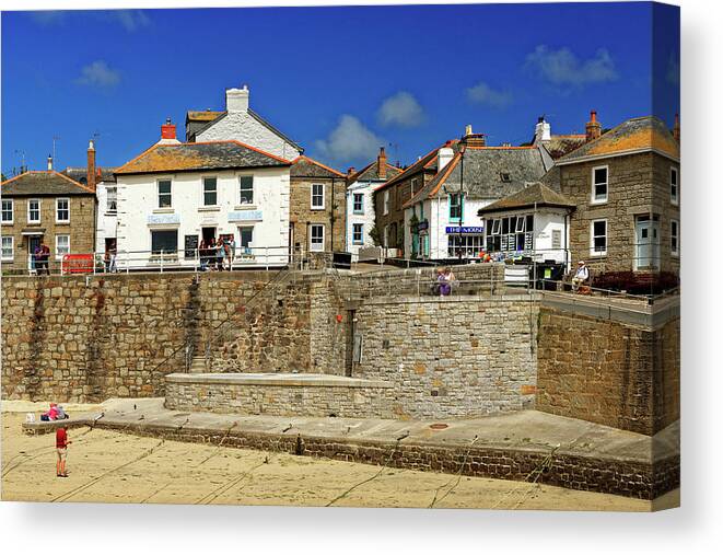 Bright Canvas Print featuring the photograph North Cliff and Parade Hill, Mousehole by Rod Johnson