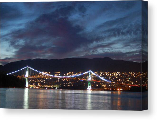 Vancouver Canvas Print featuring the photograph North Vancouver At Night by James Cousineau