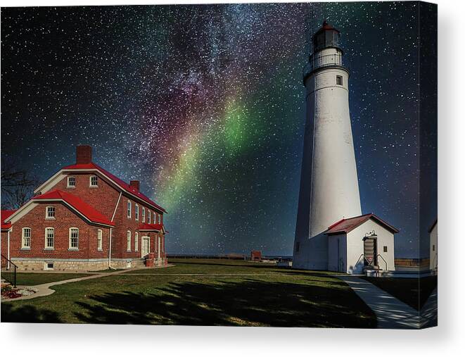 Northernmichigan Canvas Print featuring the photograph Northern Sky Lighthouse IMG_3672 HRes by Michael Thomas