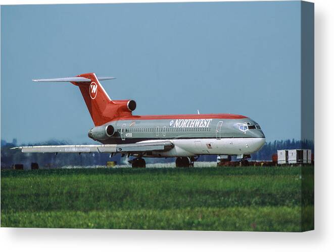 Northwest Airlines Canvas Print featuring the photograph Northwest Airlines Boeing 727 at Miami by Erik Simonsen