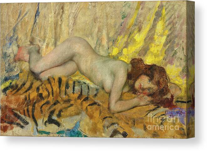 Nude On A Tiger Skin By James Jebusa Shannon Canvas Print Canvas Art