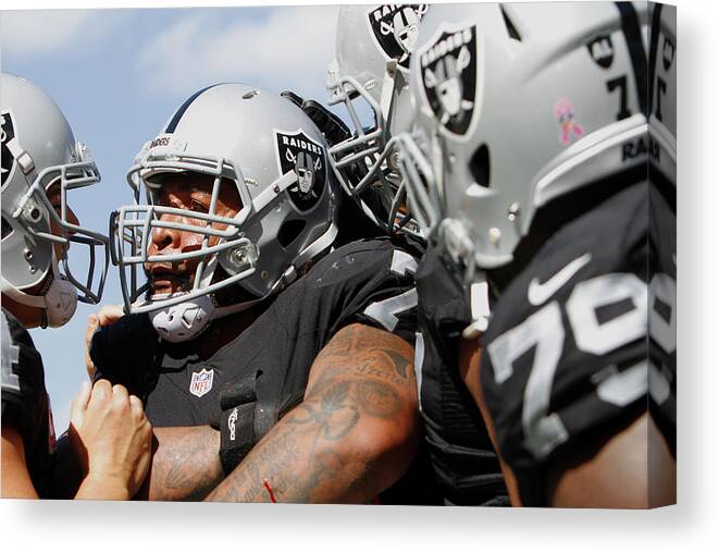 People Canvas Print featuring the photograph Oakland Raiders v Tampa Bay Buccaneers by Joseph Garnett Jr.