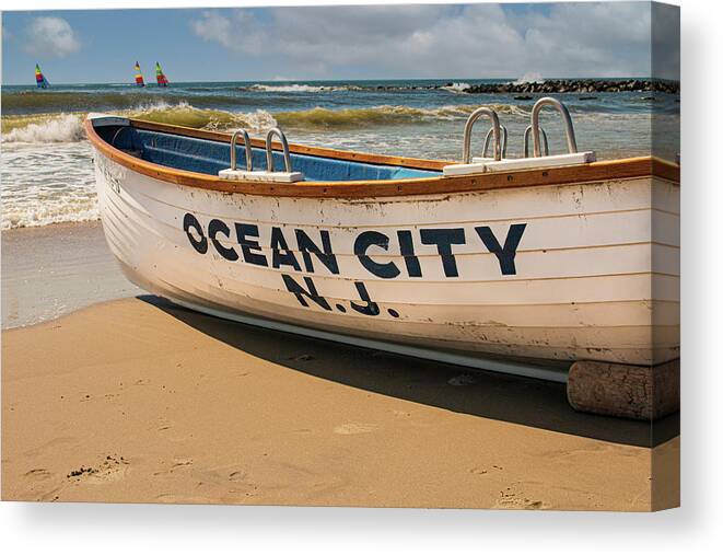 Ocean City Canvas Print featuring the photograph Ocean City Life Boat Ready by Kristia Adams