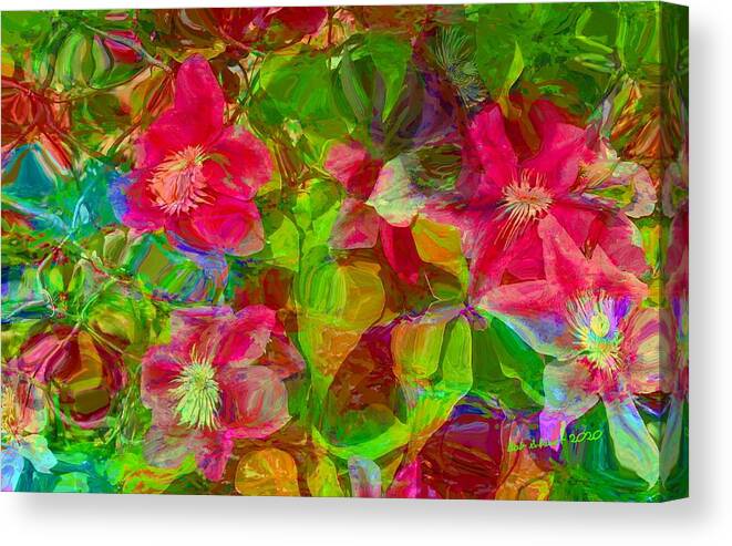 Digital Abstract Floral Flowers Canvas Print featuring the digital art Oh the Color by Bob Shimer