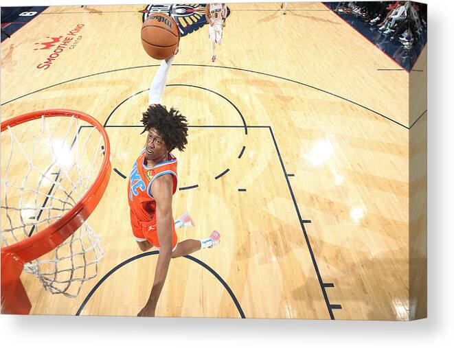 Jalen Williams Canvas Print featuring the photograph Oklahoma City Thunder v New Orleans Pelicans by Ned Dishman