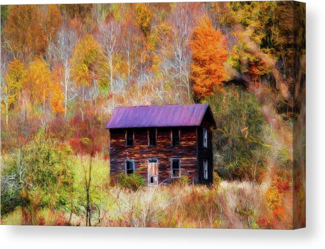 Old Canvas Print featuring the photograph Old abandoned house on the farm         paintography by Dan Friend