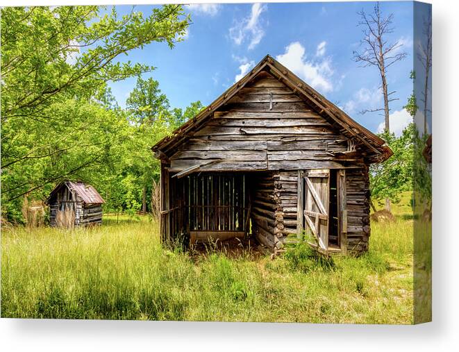 American Canvas Print featuring the photograph Old Barns at Buckley Vineyards by Debra and Dave Vanderlaan