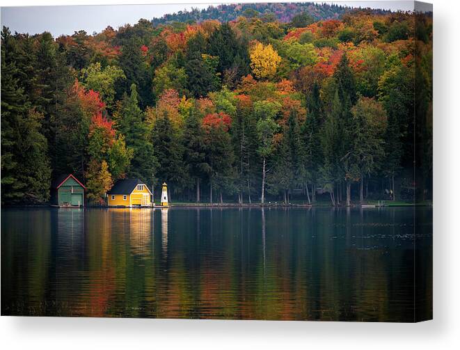 Old Forge Boat House Canvas Print featuring the photograph Old Forge Boat House by Mark Papke