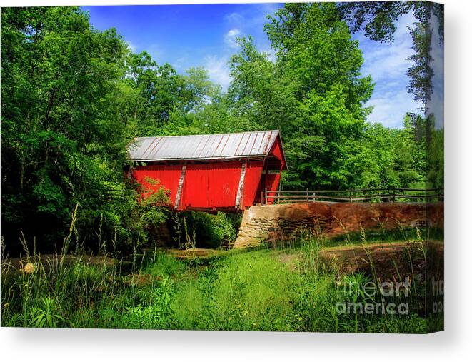 Landrum Canvas Print featuring the photograph Old Landrum Covered Bridge by Shelia Hunt
