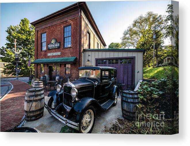 Salt Canvas Print featuring the photograph Old Salt House and Antique Car by Shelia Hunt