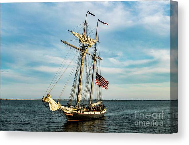Old Canvas Print featuring the photograph Old Tall Ship in Pensacola Bay by Beachtown Views