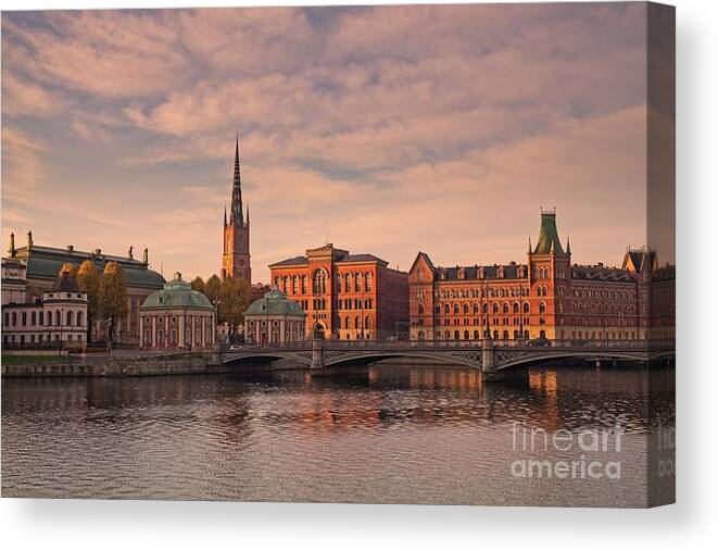 Stockholm Canvas Print featuring the photograph Old Town Stockholm Cityscape, Sweden by Philip Preston
